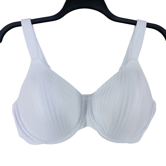 Playtex White T-Shirt Bra 42D Smooth Padded Underwire Stripe Design - Picture 1 of 6